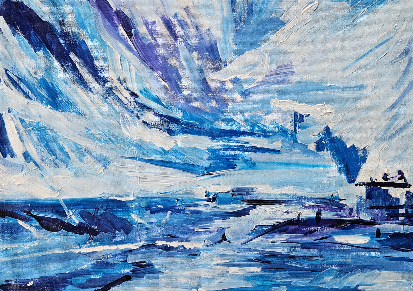Blue Acrylic Canvas Painting