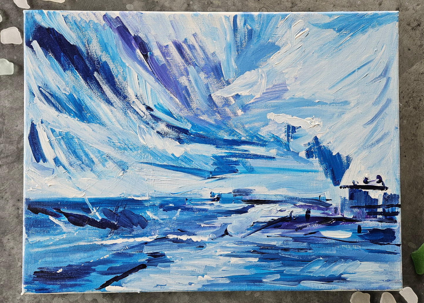 Blue Acrylic Canvas Painting