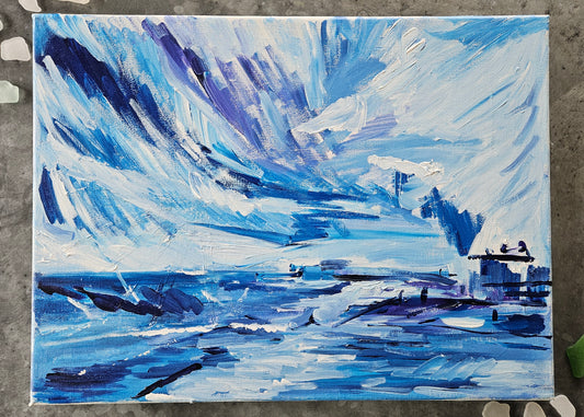 Blue Acrylic Canvas Painting