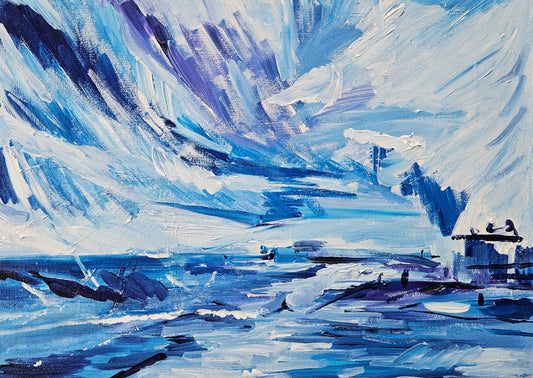 Blue Acrylic Canvas Painting